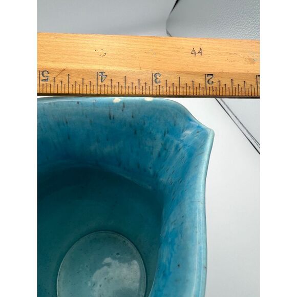 Vintage Blue Ceramic Pitcher Vase Mid Century Modern USA Nippon - Picture 8 of 8